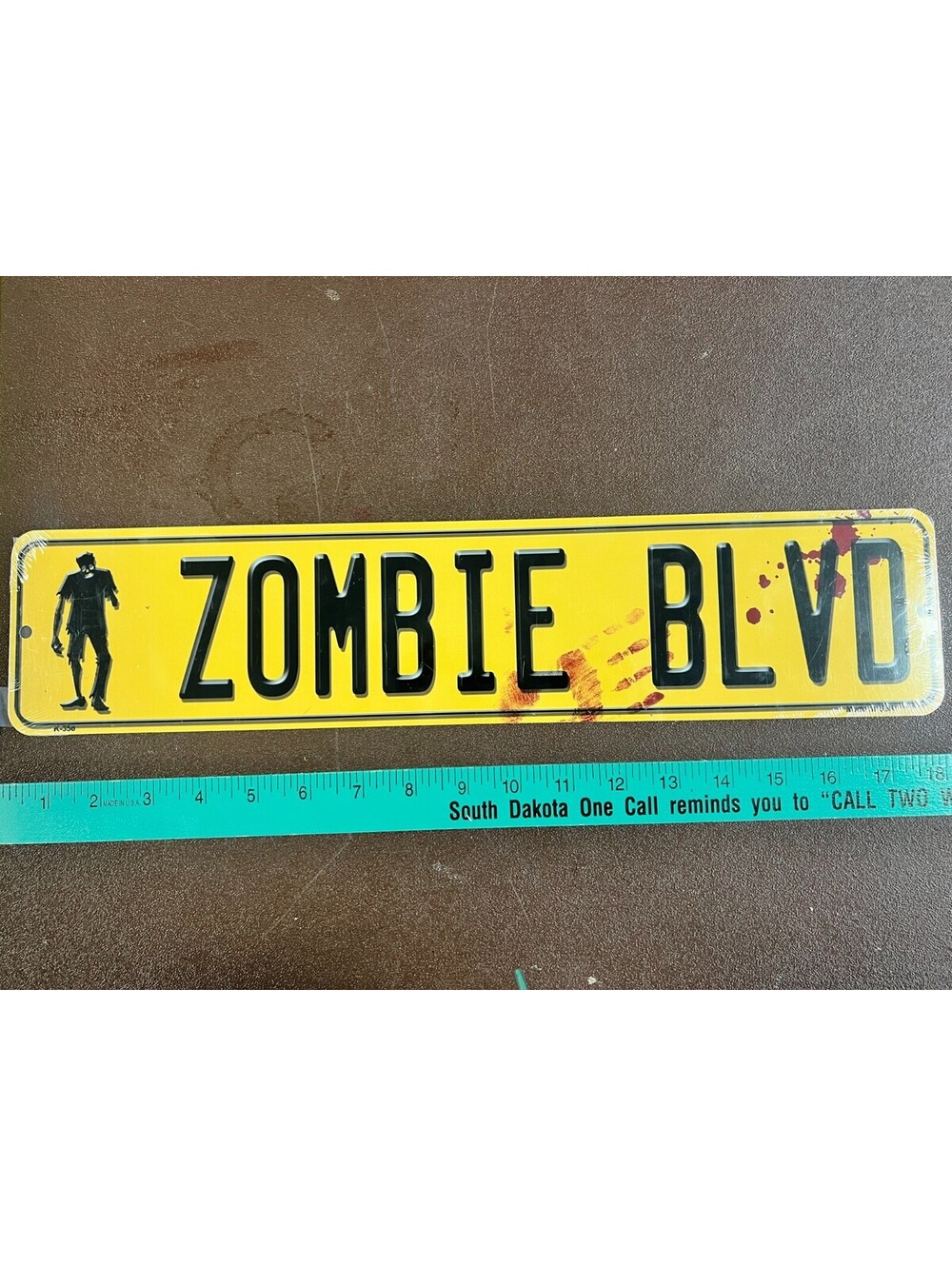 Zombie BLVD Aluminum Street Sign 4x18 Halloween Horror Man Cave Decor